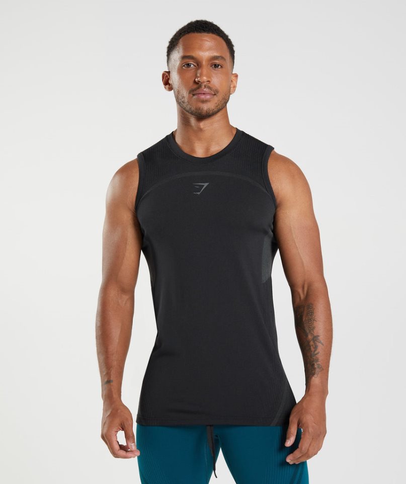 Men\'s Gymshark 315 Seamless Tanks Black | CA 581N30